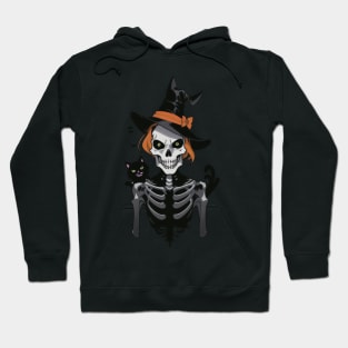 Scary Skeleton and Black Cat Hoodie